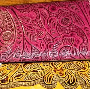 Pink Tooled Leather Ladies Wallet